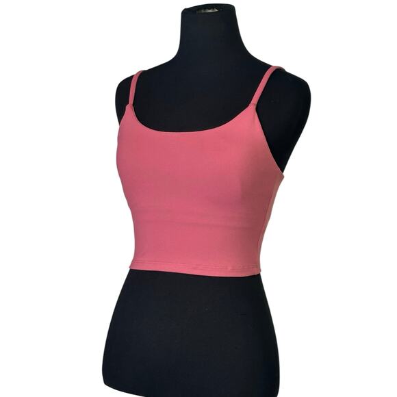 Blush pink fitted built in bra crop tank top cami size small - Picture 8 of 9
